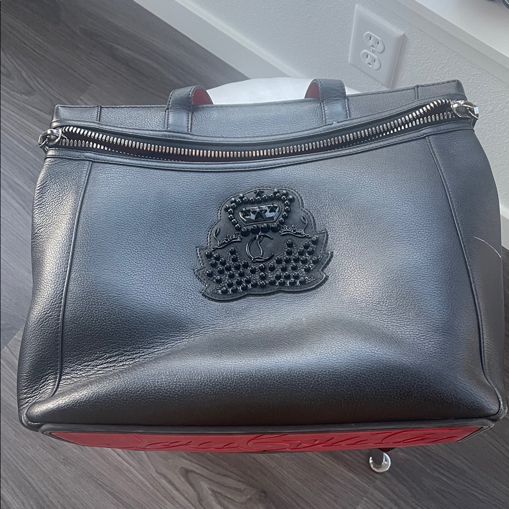 Christian Louboutin Black and Red Leather Backpack
